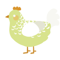 A lemon and white chicken with a half-lace pattern