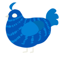 A ultramarine and sapphire chicken with a bar pattern