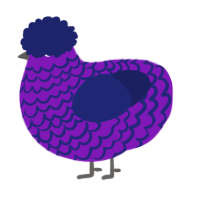 A violet and navy chicken with a lace pattern