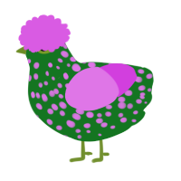 A leaf and orchid chicken with a speckle pattern