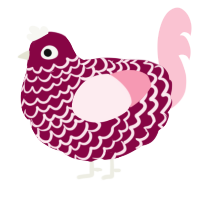 A maroon and rose chicken with a lace pattern