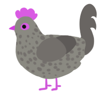 A ash and grey chicken with a speckle pattern
