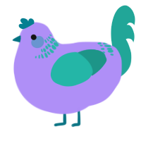 A lilac and turquoise chicken with a neck-band pattern