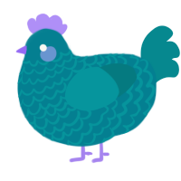 A sea and teal chicken with a lace pattern