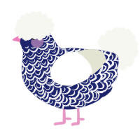 A navy and white chicken with a double-lace pattern