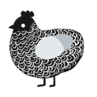 A sable and mist chicken with a double-lace pattern