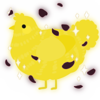 A yellow chicken with a bar pattern