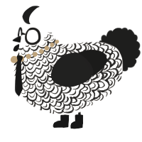 A cream and sable chicken with a double-lace pattern