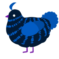 A tumblr and ultramarine chicken with a bar pattern