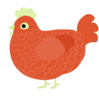 A vermilion chicken with a lace pattern