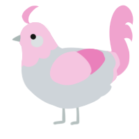 A mist and pink chicken with a head pattern