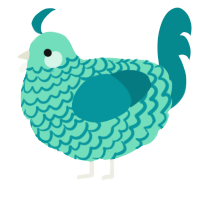 A mint and teal chicken with a lace pattern