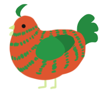 A vermilion and viridian chicken with a bar pattern