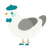 A white and ash chicken