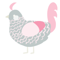 A silver and rose chicken with a lace pattern
