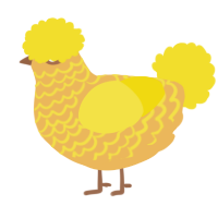 A honey and yellow chicken with a lace pattern