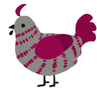 A ash and maroon chicken with a bar pattern