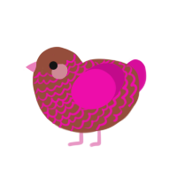 gingerbread, a russet and fuchsia chicken with a lace pattern