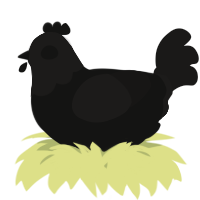 A black and sable chicken with a head pattern