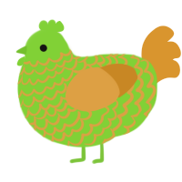 A grass and orange chicken with a lace pattern