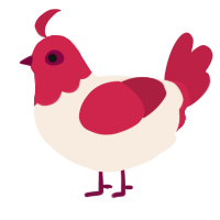 A cream and crimson chicken with a head pattern