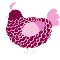 A maroon and pink chicken with a lace pattern