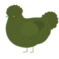 A olive chicken with a lace pattern