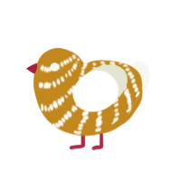 Mocha, a ochre and white chicken with a bar pattern