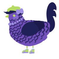 A blurple and navy chicken with a lace pattern