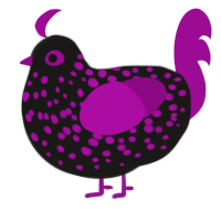 A sable and plum chicken with a speckle pattern