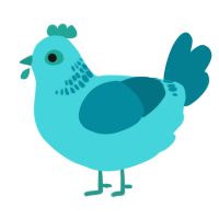 A aqua and sea chicken with a neck-band pattern