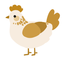 A cream and gold chicken with a neck-speckle pattern