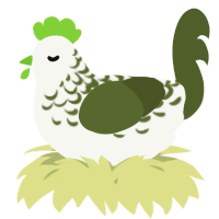 A white and olive chicken with a half-lace pattern