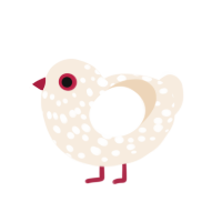 Yogurt, a cream chicken with a speckle pattern