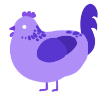 A lilac and indigo chicken with a neck-speckle pattern