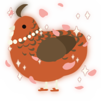 A vermilion and bark chicken with a half-lace pattern