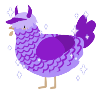 A lilac and violet chicken with a lace pattern