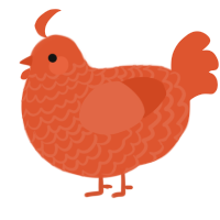 A vermilion chicken with a lace pattern