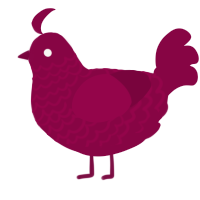 A maroon chicken with a lace pattern