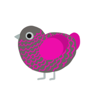 Highlighter, a grey and fuchsia chicken with a lace pattern