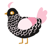 A sable and rose chicken with a lace pattern