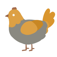 A ash and orange chicken with a head pattern