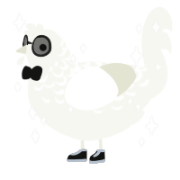 A white chicken with a half-lace pattern