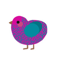 THING, a fuchsia and sea chicken with a double-lace pattern