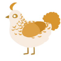 A cream and orange chicken with a half-lace pattern