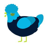 A tumblr and cerulean chicken with a head pattern