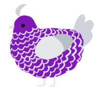 A violet and mist chicken with a lace pattern