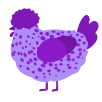 A lilac and violet chicken with a speckle pattern