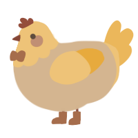 A beige and honey chicken with a head pattern