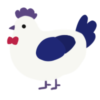A white and navy chicken
